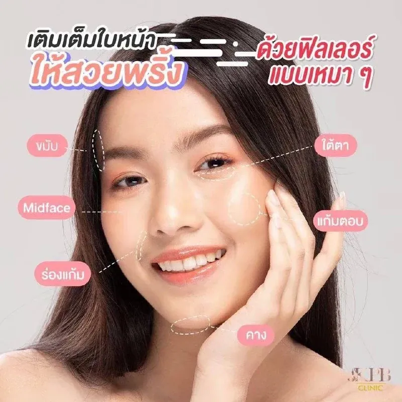 ตำแหน่งเติมฟิลเลอร์บนใบหน้า KPB Clinic