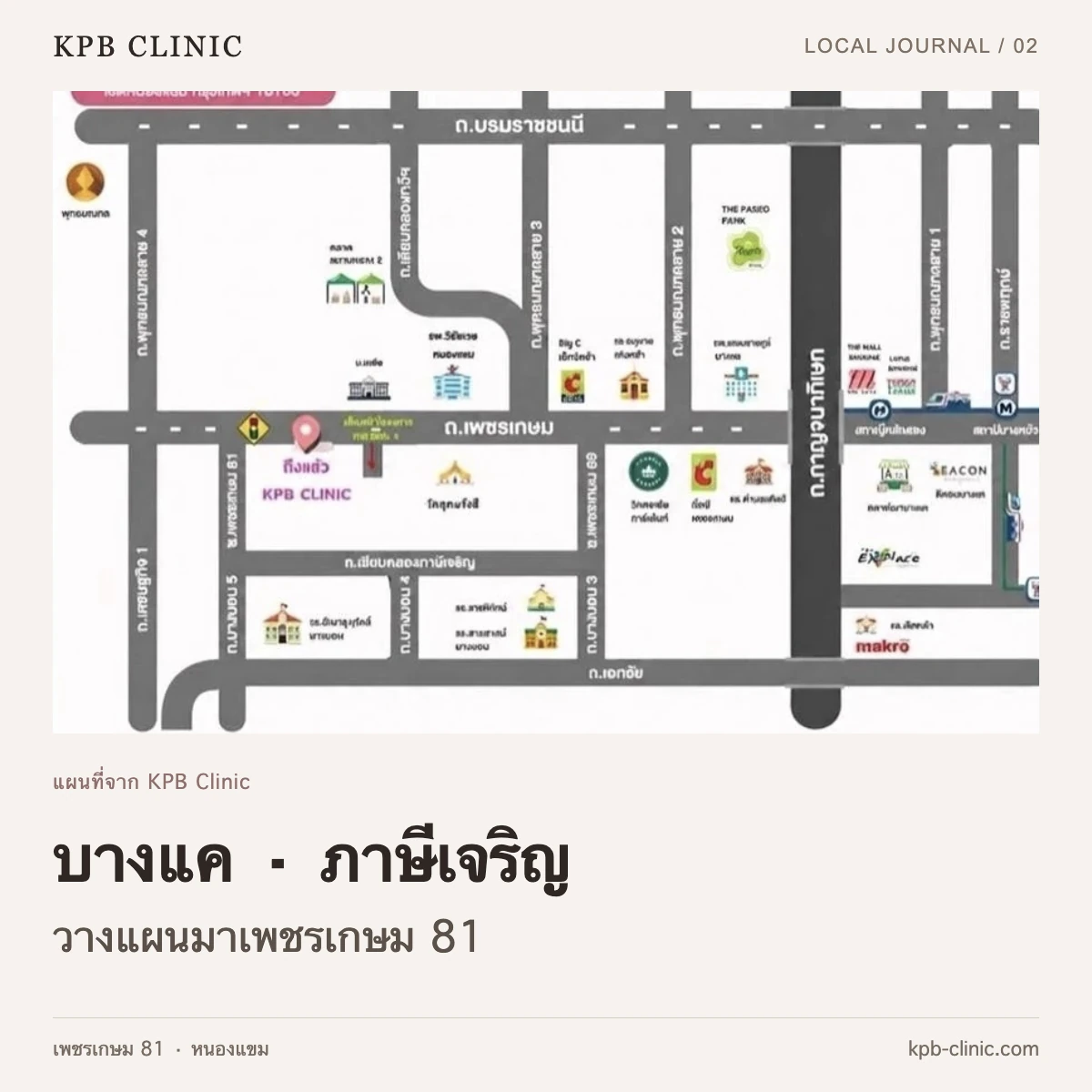 ปกบทความเดินทางจากบางแคและภาษีเจริญ ใช้แผนที่ของ KPB Clinic